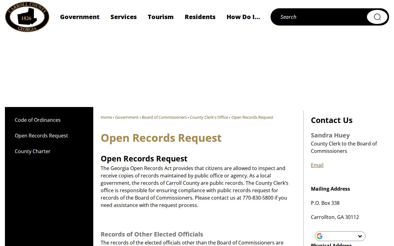 Carroll County warrant lookup open records source