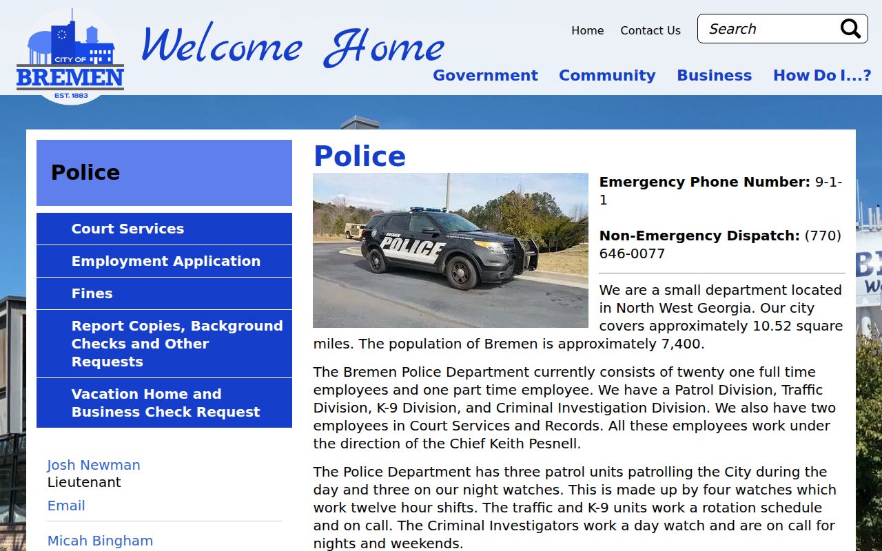 Bremen warrant records Police Department source